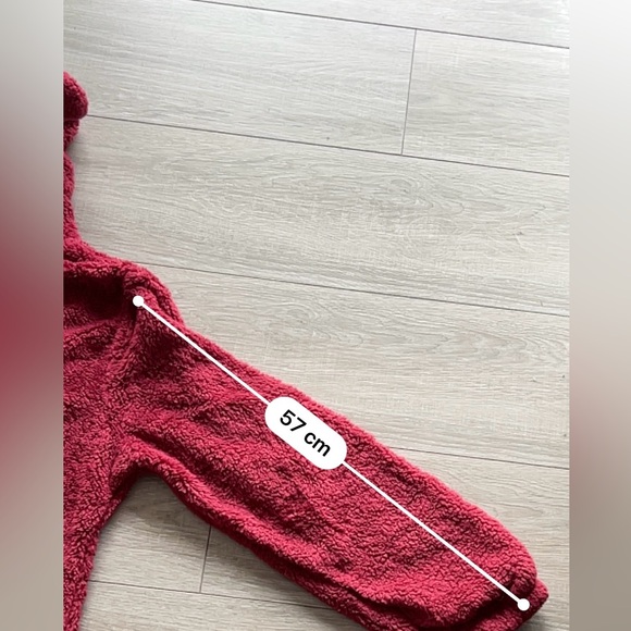 Cozy Red Sherpa Fleece Hooded Jumpsuit - Picture 4 of 6